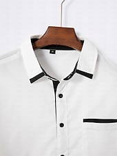 voordelige Overhemden voor heren-Voor heren Overhemd Normaal shirt Blauw Lange mouw Kleurenblok Effen / effen kleur Strijkijzer Vakantie Bruiloft Button-omlaag Kleding Katoen Modieus Vrije tijd