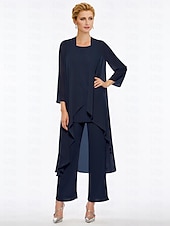 voordelige Broekpakken van mama-Strand Bruiloft Jumpsuit  Pantsuit Moeder van de Bruid Elegante Plus Size Bateau Hals Vloer Lengte Chiffon Mouwloos Wrap Inbegrepen met Effen Kleur om indruk te maken 2025 gratis maat op maat