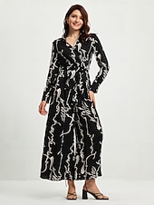 cheap Jumpsuits-Marble Graffiti Playsuit Shirt Collar Long Sleeve Jumpsuit