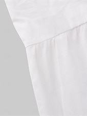 preiswerte Weiße Freizeitkleider-Damen mittellanges Kleid weiß gestuft Bohemian Stil kurze Puffärmel lässig fließend Strand Sommer atmungsaktive Baumwolle Kleidung Bekleidung