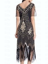 billige Kjoler-De livlige 20-årene 1920-tallet Cocktail Kjole Flapper kjole Kjoler Maskerade Normal Den store Gatsby Charleston Bryllupsgjest Paljetter Dame Halloween Karneval Maskerade Karneval Bryllup