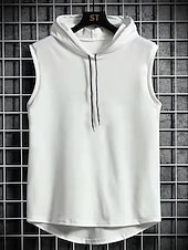 preiswerte Fitness Tank-Tops-Herren Tank Top Weste Unterhemd Ärmelloses Shirt Ärmellos Mit Kapuze Sommer Einfach Mode Designer Basic Urlaub Straße Ausgehen Schwarz Weiß Blau Top T-Shirt für Herren