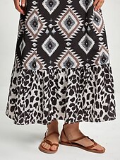 Χαμηλού Κόστους print casual φόρεμα-boho αφηρημένο μάξι φόρεμα με animal print