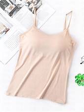 cheap Women&#039;s Sleep Tops &amp; Bottoms-Women&#039;s Pajamas Top Pure Color Simple Comfort Daily Rayon Breathable Straps Sleeveless Strap Top Backless Chest pads Summer Spring Home Outfits