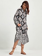 Χαμηλού Κόστους print casual φόρεμα-boho αφηρημένο μάξι φόρεμα με animal print