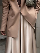 billige Chiffon skjørt-Dame الالتفاف Huske Langt skjørt Elegant Mote Maksi Høy Midje Skjørt Ensfarget Gate Daglig Svart Hvit Kakifarget Sommer Sateng