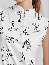 billiga Golfklänningar-Dam golfklänning Svart Vit Ärmlös Tecknat Golfkläder för damer Kläder Outfits Bär kläder