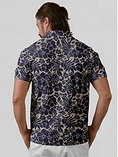 cheap Men's Golf Clothing-Men's Golf Polo Shirt Brown Short Sleeve Sun Protection Top Leaf Golf Attire Clothes Outfits Wear Apparel