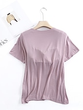 cheap Women&#039;s Sleepwear-Women&#039;s Pajamas Sets Pure Color Fashion Simple Comfort Home Daily Bed Modal Breathable V Wire Short Sleeve T shirt Tee Pant Chest pads Summer Home Outfits