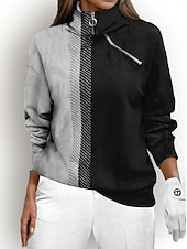 billiga Sweatshirt &amp;amp; Ytterkläder-Dam Pullover-tröja Svart Blå Rosenröd Långärmad Håller värmen Överdelar Färgblock Höst Vinter Golfkläder för damer Kläder Outfits Bär kläder