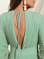 abordables robe décontractée-robe d&#039;invité de mariage pour femme maxi bleu col en v manches dolman plissée en mousseline de soie