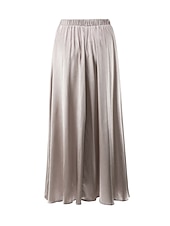 billige Chiffon skjørt-Dame الالتفاف Huske Langt skjørt Elegant Mote Maksi Høy Midje Skjørt Ensfarget Gate Daglig Svart Hvit Kakifarget Sommer Sateng