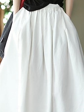 economico Vestiti-Per donna Gonna Altalena a dondolo Essenziale Informale Medio Vita alta Gonne Tinta unita Tasche Casual / quotidiano Fine settimana Nero Bianco Verde Cachi Estate Cotone Lino
