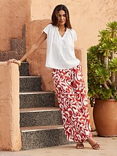 cheap Wide Leg &amp; High Waisted-Straight Full Length Casual Pants