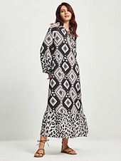 Χαμηλού Κόστους print casual φόρεμα-boho αφηρημένο μάξι φόρεμα με animal print