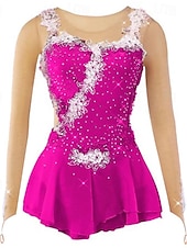 preiswerte Eiskunstlaufkleider-Eiskunstlaufkleid Damen Mädchen Eislaufen Kleider Austattungen Hellgelb Yan-pink  Violett Blume Gitter Spandex Spitze Hochelastisch Ausbildung Wettbewerb Eiskunstlaufkleidung Blume Dummes Licht