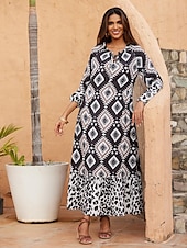 Χαμηλού Κόστους print casual φόρεμα-boho αφηρημένο μάξι φόρεμα με animal print