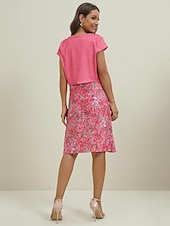 ieftine Rochii set-Pentru femei Set de rochii Rochie casual Rochie pentru invitata de nunta Rochie Tip Maieu Elegant Matur Floral Imprimeu Rochie Mini Manșon scurt În V Zilnic Dată Roz Îmbujorat Vară Primăvară Fit