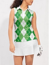 billiga Kvinnors golfkläder-Dam Vandringspolotröja golfkläder Rosa Grön Ärmlös Solskydd Lättvikt T-tröja Överdelar Golfkläder för damer Kläder Outfits Bär kläder