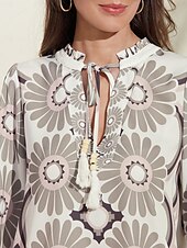 economico camicie, top e camicette-camicia con scollo a V e stampa floreale in raso