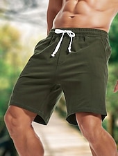 baratos Shorts de moletom-Homens Shorts de moletom Calções de treino Shorts casuais Bolsos Com Cordão Cintura elástica Tecido Conforto Respirável Comprimento do joelho Casual Diário Feriado Esportes Moda Preto Verde Tropa