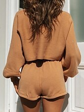 levne Dámské společenské oblečení-Sada Dámské Černá Bílá Velbloudí Pevná barva Šňůrky 2 ks ulice Denní Módní Kulatý Běžný S