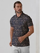 cheap Men's Golf Clothing-Men's Golf Polo Shirt Brown Short Sleeve Sun Protection Top Leaf Golf Attire Clothes Outfits Wear Apparel