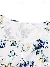 billiga Blommig klänning-Kvinnors Midiklänning Casual Klänning Blommönster Rynkad Print Crew Hals Grundläggande Casual Dagssemester Kort Ärmar Sommar Vår