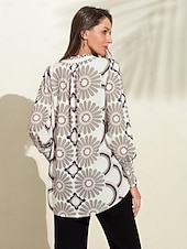 economico camicie, top e camicette-camicia con scollo a V e stampa floreale in raso