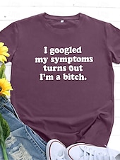 abordables T-shirt Humor &amp; Citations-T-shirt femme drôle disant tees 100% coton femmes j&#039;ai googlé mes symptômes imprimé t-shirts manches courtes décontractés (vert foncé l)