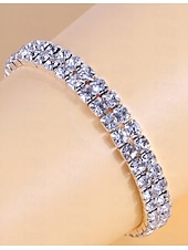 billige Armbånd og armringer-Dame Krystallarmbånd Fancy Mote Elegant Mote Luksus Legering Armbånd Smykker Sølv Til Bryllup Fest &amp; Aften Gave Bursdag Strand