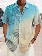 preiswerte Pflanzen Muster-Herren Blätter Hemd Knopfhemd Kurzarm Tropisch Mode Streetwear Straße Täglich Wochenende Sommer Frühling Umlegekragen Druck Button-Down Schwarz + Schwarz Gelb Blau Gray + blau Kaffee