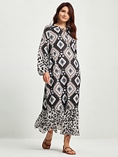 Χαμηλού Κόστους print casual φόρεμα-boho αφηρημένο μάξι φόρεμα με animal print
