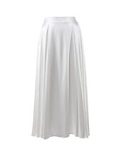 billige Chiffon skjørt-Dame الالتفاف Huske Langt skjørt Elegant Mote Maksi Høy Midje Skjørt Ensfarget Gate Daglig Svart Hvit Kakifarget Sommer Sateng