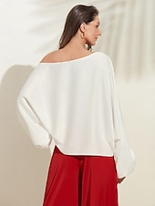 economico Women&#039;s Sets-set di culotte con spalle scoperte e maniche a sbuffo stampate in raso