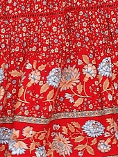preiswerte Röcke-Damenrock A-Linie Swing Bohemia Maxirock mit hoher Taille Blumendruck Blumen Urlaub Sommer Casual Boho Aprikose Rot