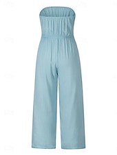 baratos macacão de férias-Mulheres Normal Macacão Roupa de rua Côr Sólida Sem Manga Sem Alças Cordões Frente Única Rua Diário Normal Branco Verde Damasco Verão