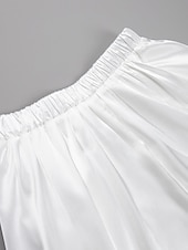 billige Chiffon skjørt-Dame الالتفاف Huske Langt skjørt Elegant Mote Maksi Høy Midje Skjørt Ensfarget Gate Daglig Svart Hvit Kakifarget Sommer Sateng