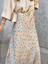 cheap Skirts-Women&#039;s Skirt A Line Swing Long Skirt Maxi High Waist Skirts Print Floral Geometric Polka Dot Street Daily Summer Fashion Casual Boho Yellow Khaki