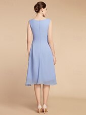 economico Con giacca-Completo Due Pezzi Abito a Tubo Madre della Sposa Ospite di Nozze Elegante Piccolo Scollatura a Costa Lunghezza al Ginocchio Chiffon Pizzo Manica Mezza con Ruching Colore Solido taglia personalizzata