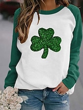 ieftine Hanorace și hanorace St Patrick-Rochie pentru femei de Ziua Sf. Patrick cu trifoi îmbrăcăminte activă sport cu mânecă lungă guler rotund tops obișnuite imprimeu casual verde iarbă verde măsliniu verde deschis verde închis toamnă și