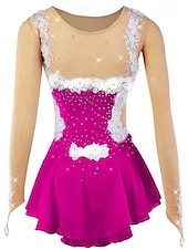 preiswerte Eiskunstlaufkleider-Eiskunstlaufkleid Damen Mädchen Eislaufen Kleider Austattungen Hellgelb Yan-pink  Violett Blume Gitter Spandex Spitze Hochelastisch Ausbildung Wettbewerb Eiskunstlaufkleidung Blume Dummes Licht