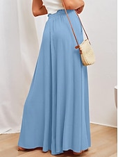 abordables Pantalon en coton et lin-Femmes Jambe large Pantalon en coton et lin Pantalons Mode Longueur complète Trèfle Cordon de serrage Poches Latérales in in france they say Pontalon wide leg Respirabilité Confortable Non Elastique
