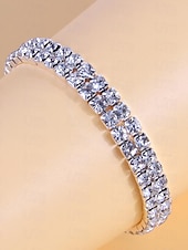 billige Armbånd og armringer-Dame Krystallarmbånd Fancy Mote Elegant Mote Luksus Legering Armbånd Smykker Sølv Til Bryllup Fest &amp; Aften Gave Bursdag Strand