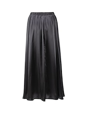 billige Chiffon skjørt-Dame الالتفاف Huske Langt skjørt Elegant Mote Maksi Høy Midje Skjørt Ensfarget Gate Daglig Svart Hvit Kakifarget Sommer Sateng