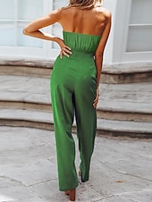 baratos macacão de férias-Mulheres Normal Macacão Roupa de rua Côr Sólida Sem Manga Sem Alças Cordões Frente Única Rua Diário Normal Branco Verde Damasco Verão