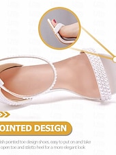 economico sposa-Per donna Scarpe da Sposa Tacchi con Cinturini Scarpe da Sposa Perla Stiletto Punta aperta Classico Finta Pelle Bianco Beige