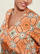 economico abito casual stampato-camicia girocollo floreale a quadri marocchini