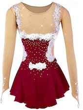 preiswerte Eiskunstlaufkleider-Eiskunstlaufkleid Damen Mädchen Eislaufen Kleider Austattungen Hellgelb Yan-pink  Violett Blume Gitter Spandex Spitze Hochelastisch Ausbildung Wettbewerb Eiskunstlaufkleidung Blume Dummes Licht