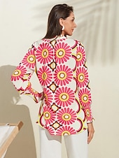 economico camicie, top e camicette-camicia con scollo a V e stampa floreale in raso